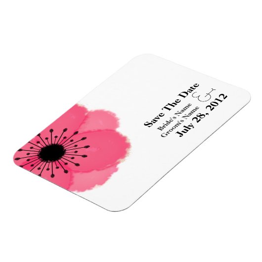 Heet Roze Franse Anemoon Save The Date Magnet Magneet (Linkerzijde)