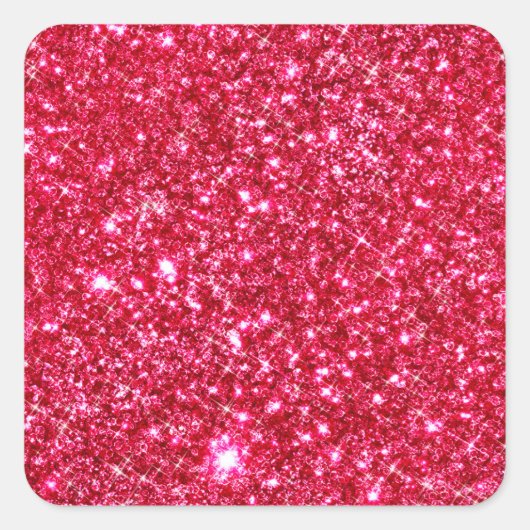 Heet roze fuchsia kleine pailletten glitter print vierkante sticker (Voorkant)