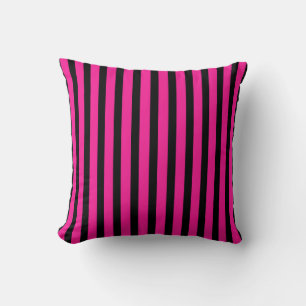 Heet Roze Fuchsia Zwart Gestreept Kussen