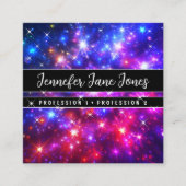 Heet Roze Galaxy Nebula Glitter Sparkle Stars Vierkante Visitekaartje (Voorkant)