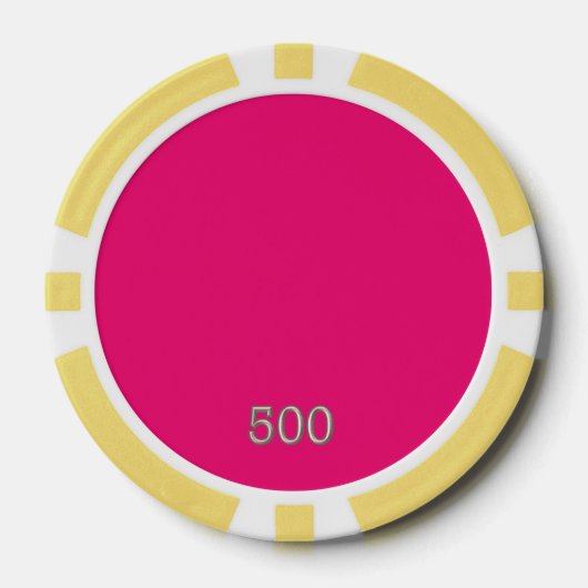 Heet Roze geel 500 gestreepte pokerchip (Voorkant)
