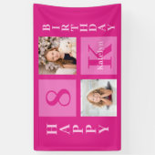 Heet Roze Gelukkige Verjaardag Leuke Custom Meisje Spandoek (Verticaal)