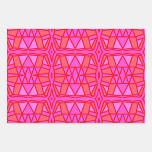Heet Roze Geometrisch Alle Gelegenheden Inpakpapier Vel