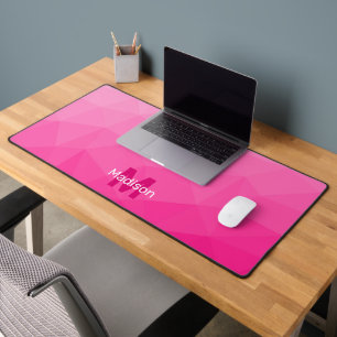 Heet roze geometrisch meshpatroon monogram bureaumat