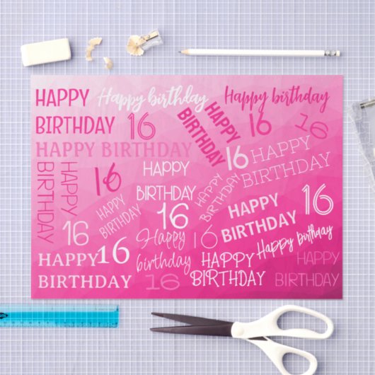 Heet roze geometrisch meshpatroon verjaardag elke tissuepapier (Craft)