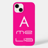 Heet Roze Gepersonaliseerd Monogram Naam Modern Case-Mate iPhone Case (Achterkant)
