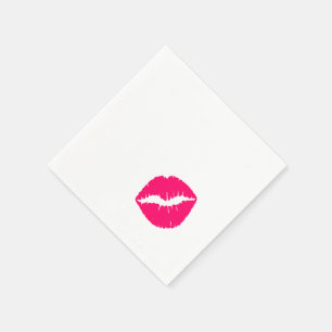 Heet roze gerimpelde lippenstiftvlek servet