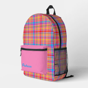 Heet Roze Geruite Pret Personalized Bedrukte Rugzak