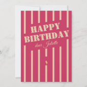 Heet roze gestreepte Happy Birthday wenskaart (Voorkant)