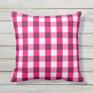 Heet Roze Gingham Patroon Buitenkussen