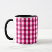 Heet Roze Gingham Patroon Mok (Links)