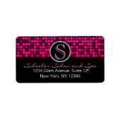 Heet Roze Glam Custom Monogram Adresetiketten Etiket (Voorkant)
