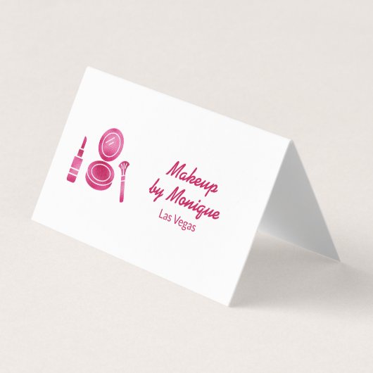 Heet Roze Glam Make-up Artiest QR Code Visitekaartjes (Voorkant)