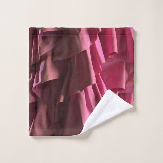  Heet Roze Glam Zijde Ruffles Modern Pattern Bad Handdoek (Wasdoekje)