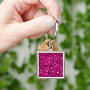 Heet roze glinsterende nepgloeilamp sleutelhanger