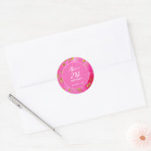 Heet Roze Glitter 21e Verjaardag Naam Ronde Sticker (Envelop)