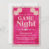 Heet roze glitter dobbelstenen dames spel nacht kaart (Voorkant)