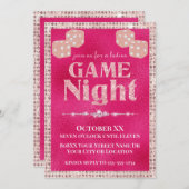 Heet roze glitter dobbelstenen dames spel nacht kaart (Voorkant / Achterkant)