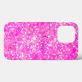 Heet Roze Glitter Elegant Persoonlijk Case-Mate iPhone Case (Achterkant (horizontaal))