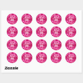 Heet Roze Glitter Glam Sweet 16 Verjaardag Ronde Sticker (Vel)