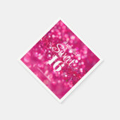 Heet Roze Glitter Glam Sweet 16 Verjaardag Servet (Hoek)