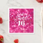 Heet Roze Glitter Glam Sweet 16 Verjaardag Servet