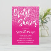 Heet Roze Glitter Gradiënt Bruiloftsfeest Kaart (Staand voorkant)