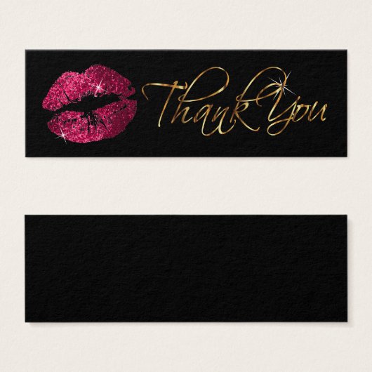 Heet roze glitter lippen - Dank u Mini Visitekaartjes (Voorkant /achterkant)