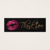 Heet roze glitter lippen - Dank u Mini Visitekaartjes (Voorkant)