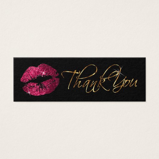 Heet roze glitter lippen - Dank u Mini Visitekaartjes (Voorkant)