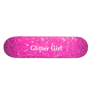 Heet Roze Glitter Meisje Laat Je Glamour Schittere Skateboard