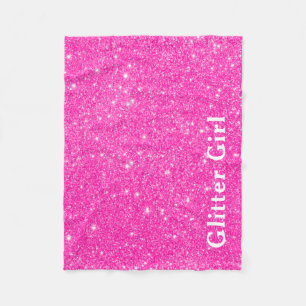 Heet Roze Glitter Meisje Laat Je Glamour Vlamen Fleece Deken