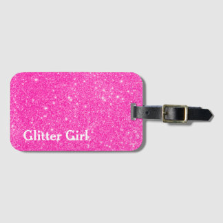 Heet Roze Glitter Meisje Laat Je Glans Zien Bagagelabel