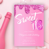 Heet roze glitter meisje lief 16 verjaardagsfeest kaart