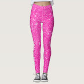 Heet Roze Glitter Meisje Show Uw Glamours Sparkle Leggings (Voorkant)