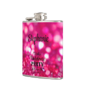 Heet Roze Glitter Modern Glam Bachelorette Party Heupfles (Links)