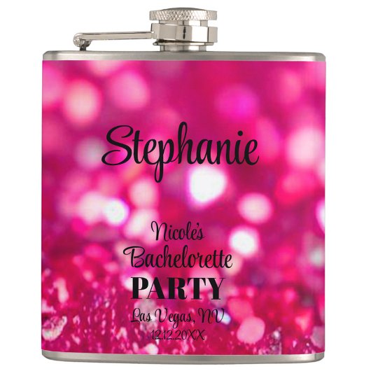 Heet Roze Glitter Moderne Glam Afscheidsceremonie  Heupfles