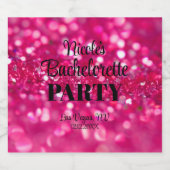 Heet Roze Glitter Moderne Glam Bachelorette Feest Sparkling Wijnetiket (Enkel label)