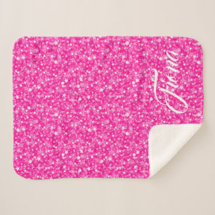 Heet Roze Glitter Naadloos Patroon Sherpa Deken