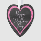 Heet Roze Glitter op Zwarte Romantische Valentijns Ornament (voorkant)