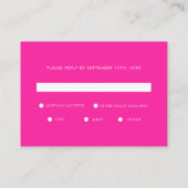 Heet Roze Glitters Retro Disco Bal Bruiloft RSVP Informatiekaartje (Achterkant)