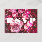 Heet Roze Glitters Retro Disco Bal Bruiloft RSVP Informatiekaartje (Voorkant)
