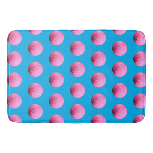 Heet Roze Golfbal Patroon Blauw Badmat (Voorkant)