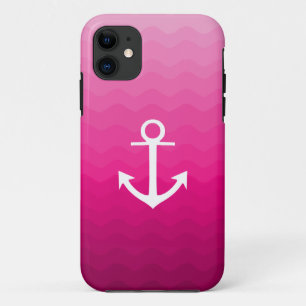 Heet Roze Golvend Anker Scheepvaartpatroon Ontwerp iPhone 11 Hoesje