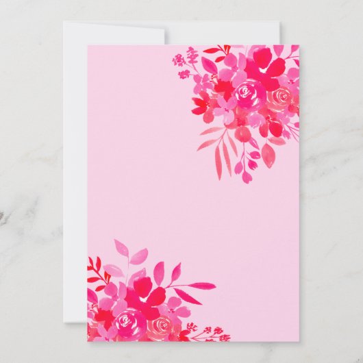 Heet roze golvend lijst rood roze bloemig baby sho kaart (Achterkant)