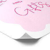 Heet roze golvend rood roze bloemenkaarten geschen poster (Hoek)