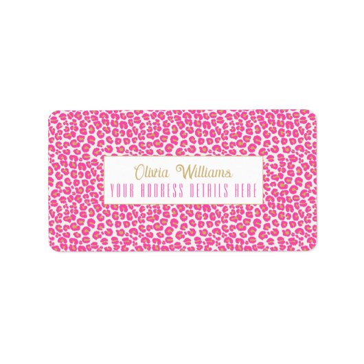 Heet roze goud luipaard patroon etiket (Voorkant)