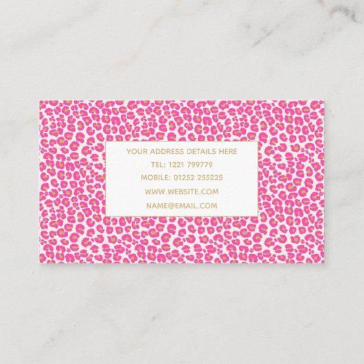 Heet roze goud luipaard patroon visitekaartje (Achterkant)
