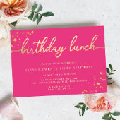 Heet Roze Goud Verjaardag Lunch Kaart