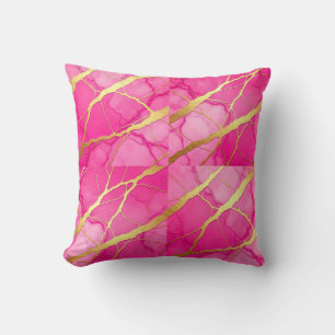 Heet roze + gouden moderne luxe marmeren sierkusse kussen